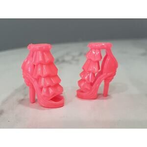 Mattel Barbie‎ Doll Shoes FASHIONISTAS FASHION FEVER Pink RUFFLE HEELS